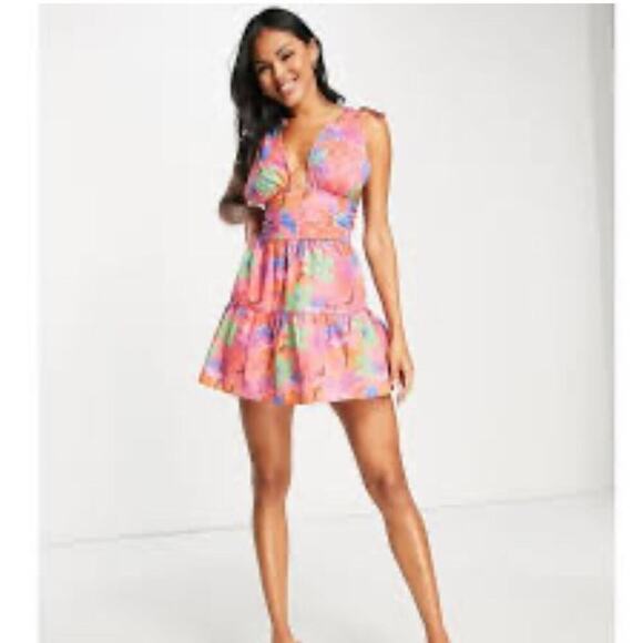 NWOT AsYou Vibrant Floral Mini Dress Size 6 - Picture 1 of 5